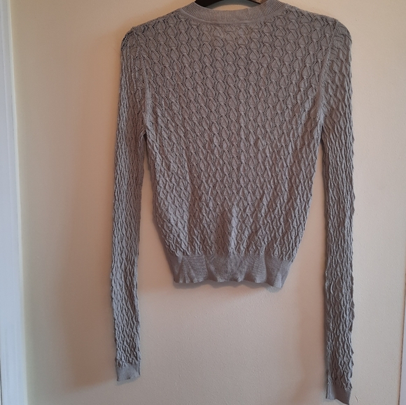 Aritzia Wilfred Crochet Lightweight Cardigan in Grey - Picture 7 of 9